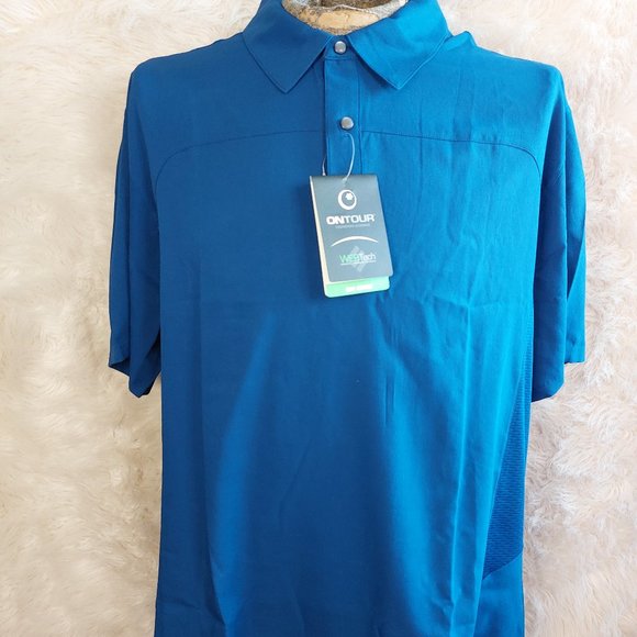 Ontour Men's Blue Webtech Three Buttons Polo Shirt Size 3XL - Picture 1 of 9